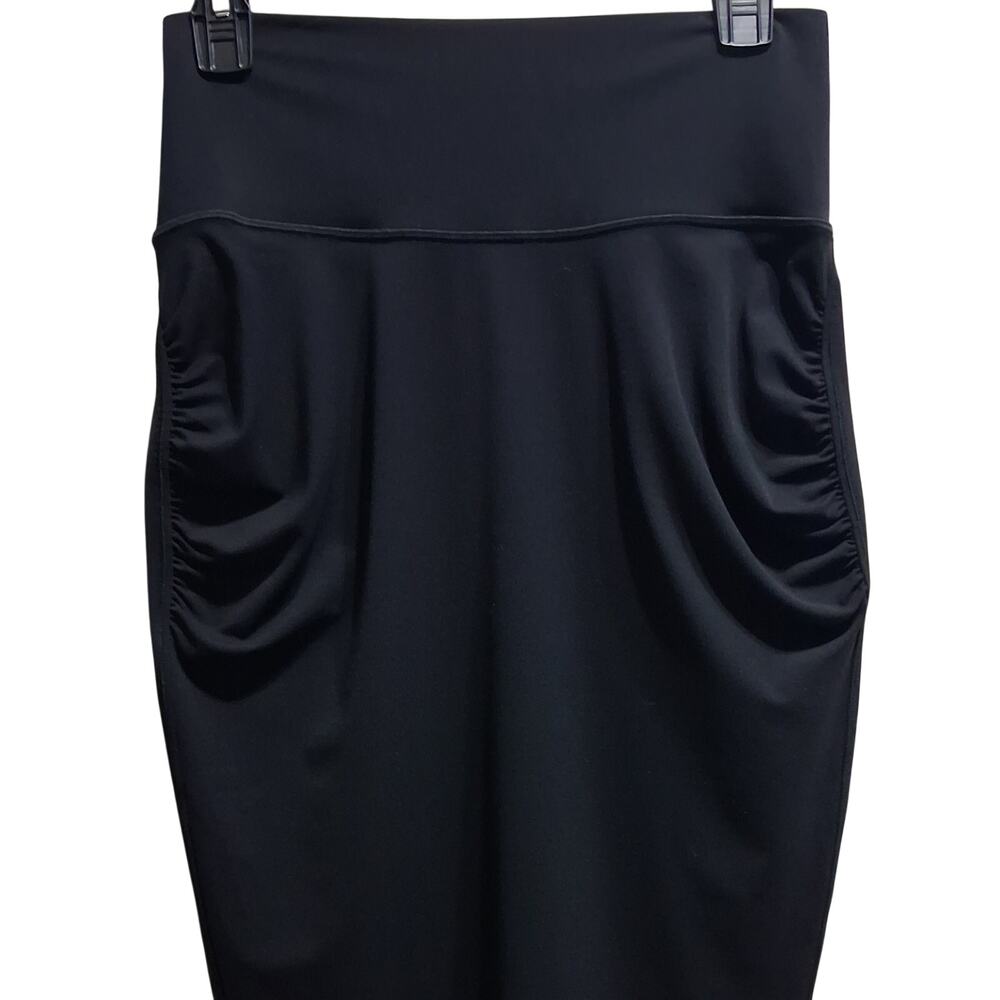 Athleta Transcend Black Ruched Midi Skirt Women's M